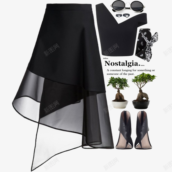 黑色半身裙和高跟鞋png免抠素材_新图网 https://ixintu.com 服装搭配 高跟鞋 黑色半身裙