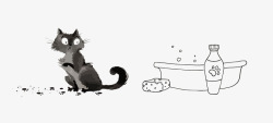 小脏猫要洗澡素材