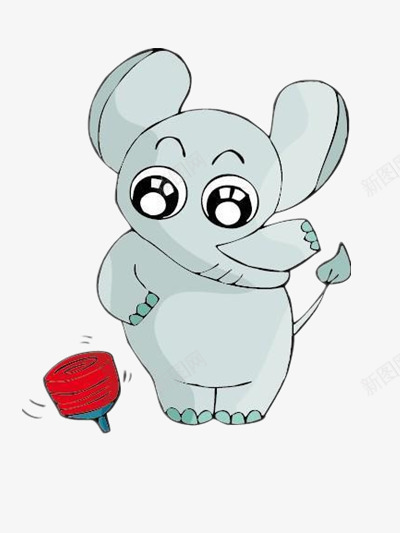 玩陀螺的小象png免抠素材_新图网 https://ixintu.com 动物 卡通 娱乐