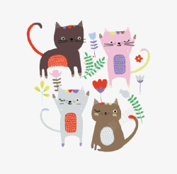 卡通小花猫素材