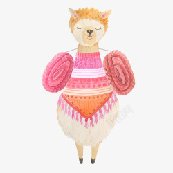 水彩绵羊花衣服绵羊手绘水彩小清新动物植高清图片