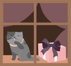 卡通小花猫窗台上的小花猫高清图片