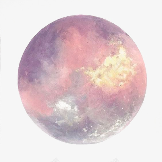 水彩星球png免抠素材_新图网 https://ixintu.com 创意 月亮 月球 水墨星球 粉色 设计感