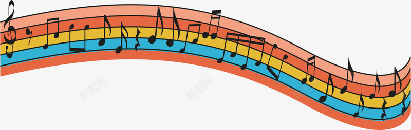 彩色红色五线谱矢量图ai免抠素材_新图网 https://ixintu.com 五线谱 彩虹 彩虹色 矢量png 艺术节 音乐节 矢量图