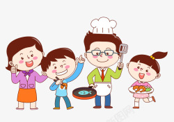 一家人做饭厨师爸爸高清图片