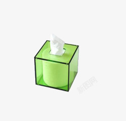 绿色卷纸餐巾纸盒高清图片