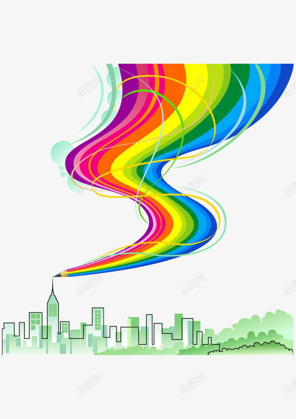 彩虹云朵装饰图案png免抠素材_新图网 https://ixintu.com 云朵 彩条 彩虹 装饰图案