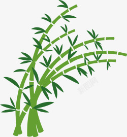 卡通手绘绿色的竹子素材