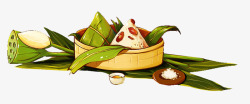 手绘端午节素材手绘端午节传统食物插画粽子高清图片