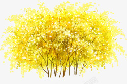 手绘黄色秋季风景素材