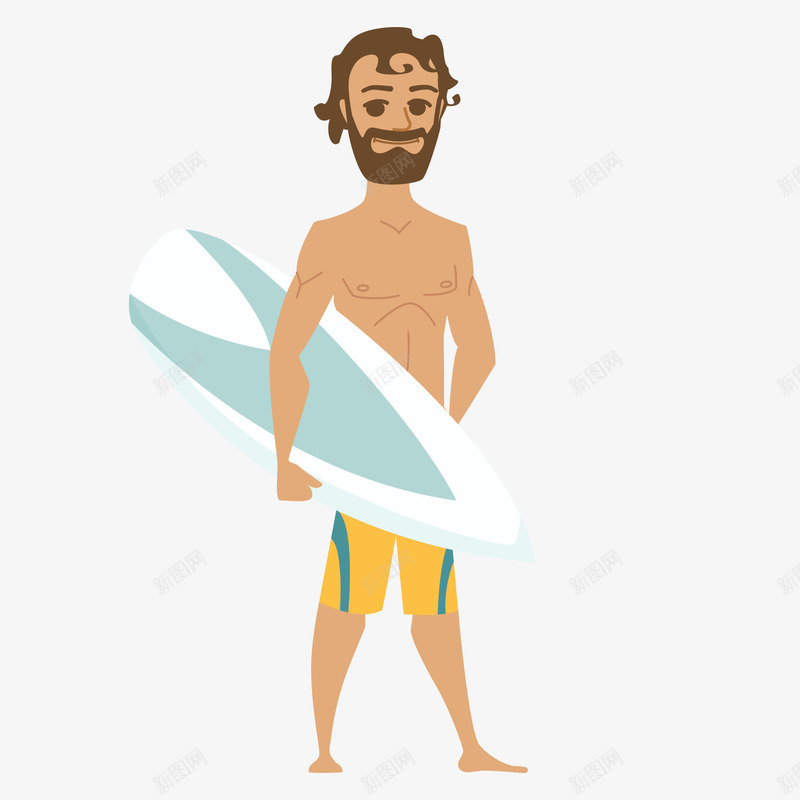 拿着冲浪板的男性人物矢量图ai免抠素材_新图网 https://ixintu.com 人物设计 冲浪板 卡通 度假 旅游 泳衣 海边 矢量图