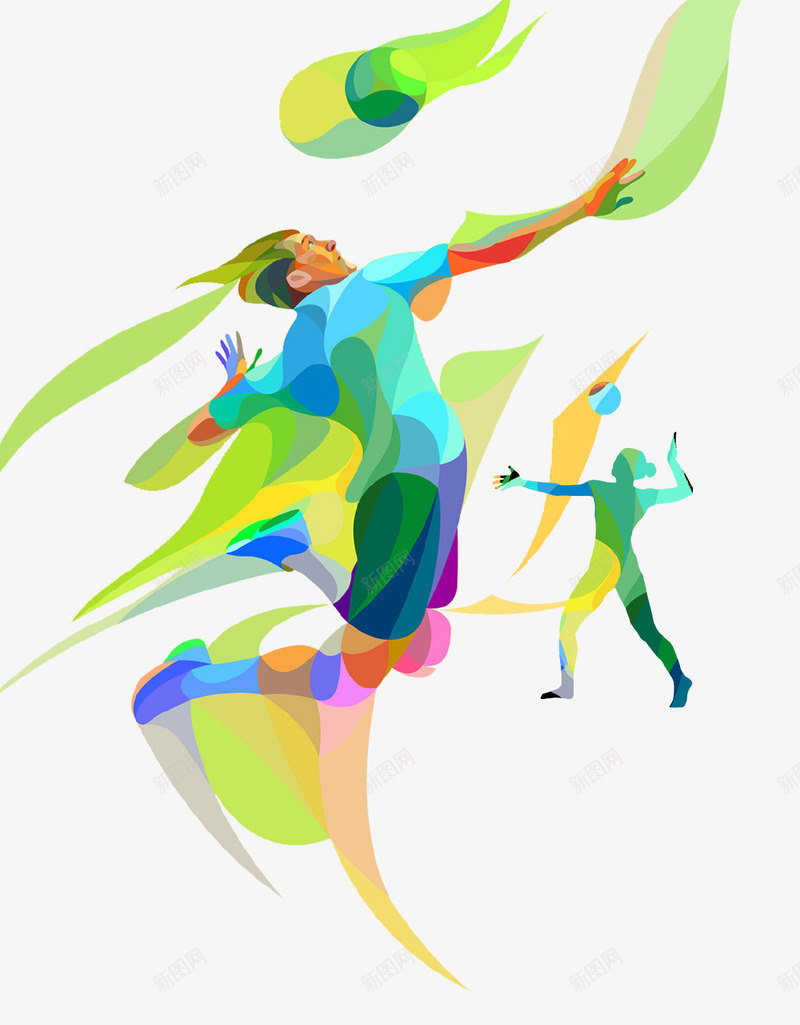 彩色创意排球体育插画psd免抠素材_新图网 https://ixintu.com 人物 体育 创意设计 彩色 排球 排球少年 排球选手 插画 运动会