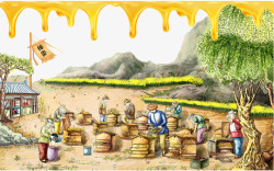 蜂蜜制作手绘插画高清图片