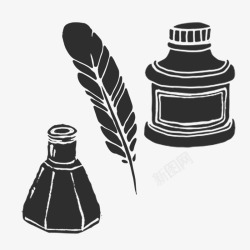 复古墨水瓶手绘复古墨水瓶图标高清图片