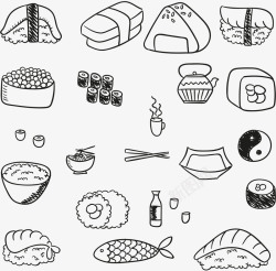 鱼料理背景手绘美味日本料理高清图片