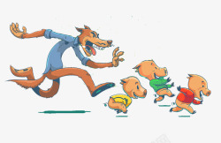 嘻哈卡通人物狼和三只小猪高清图片