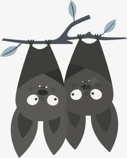 倒挂蝙蝠倒挂在树上的情侣蝙蝠矢量图高清图片