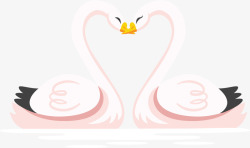 情人节白天鹅粉白色浪漫天鹅情侣矢量图高清图片