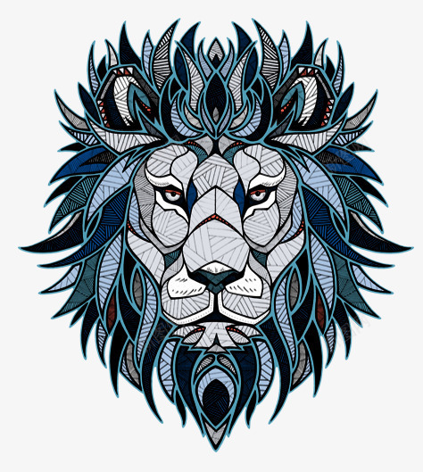 狮子头创意图案png免抠素材_新图网 https://ixintu.com 图案设计 狮子头创意图案 花纹底图