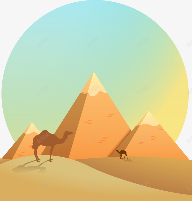 一带一路沙漠装饰背景png免抠素材_新图网 https://ixintu.com 一带一路 丝绸之路 沙漠 沙漠装饰 沙漠装饰背景 渐变 金字塔 骆驼