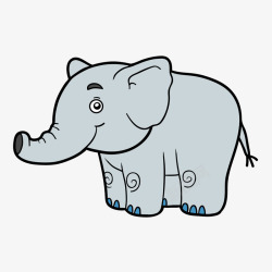 卡通手绘大象动物矢量图素材