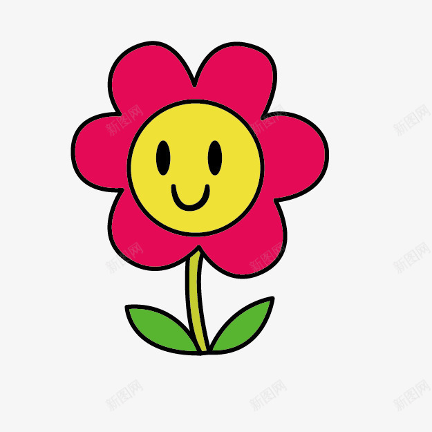 卡通笑脸花朵png免抠素材_新图网 https://ixintu.com 卡通花朵 彩色花朵 手绘卡通 笑脸花朵