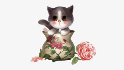 可爱花瓶小猫素材