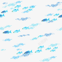 卡通世界海洋日蓝色小鱼背景pn矢量图素材