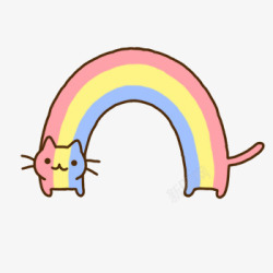 小猫彩虹素材