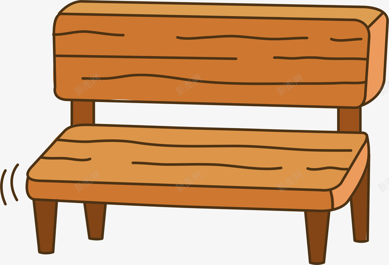 卡通椅子png免抠素材_新图网 https://ixintu.com AI 卡通 手绘 插画 木纹 椅子 线条 长椅