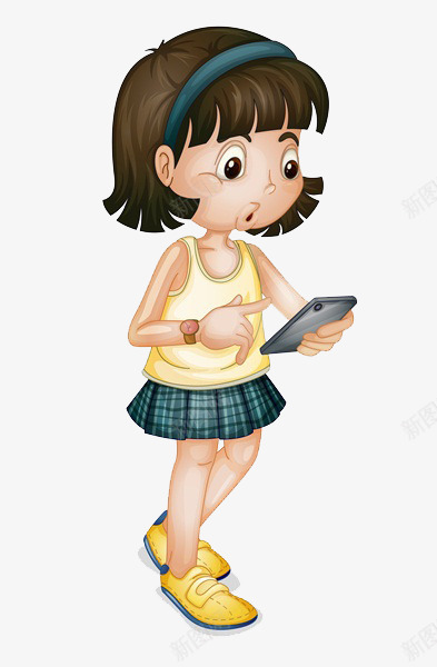 学习使用手机png免抠素材_新图网 https://ixintu.com 卡通手绘 拿手机的卡通人 生活 电子科技 疑惑 疑惑的小女孩 装饰