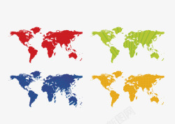 4种颜色4种颜色世界地图图标高清图片