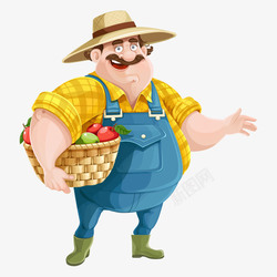 热篮子插画抱着水果篮子的农民矢量图高清图片