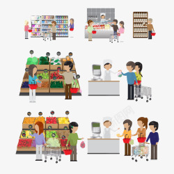 收银员PNG超市购物结算人物插画矢量图高清图片
