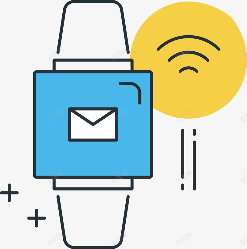 智能手表标图标png_新图网 https://ixintu.com 免抠图 彩色底纹 扁平化 手表 智能手表 矢量图案