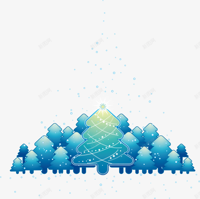 美丽神秘的简笔画圣诞树png免抠素材_新图网 https://ixintu.com 圣诞树 圣诞节 树木 森林