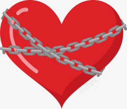 透明锁链锁链缠绕的红色爱心矢量图高清图片
