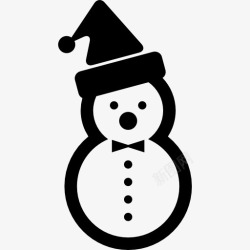 冬天的性格雪人两球的雪与圣诞帽图标高清图片