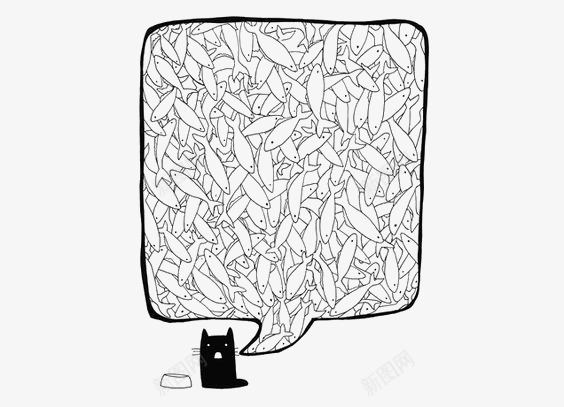 创意小猫png免抠素材_新图网 https://ixintu.com 动物 宠物 对话框 小猫 黑猫 黑白