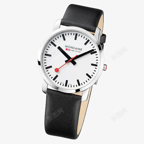精美的手表png免抠素材_新图网 https://ixintu.com 名牌MONDAINE 瑞士国铁表 表盘 黑色皮带手表