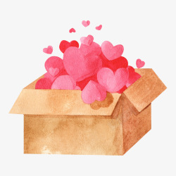 粉色礼物盒子一堆手绘满盒子爱心装饰高清图片