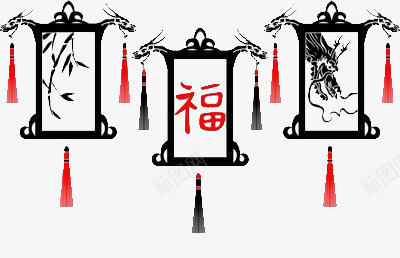 复古灯笼简化png免抠素材_新图网 https://ixintu.com 喜庆 春节 福字