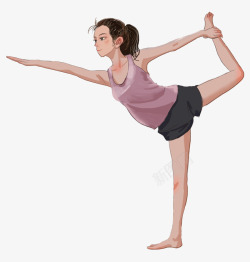 瑜伽免费素材手绘人物插画瑜伽健身伸展动作的高清图片
