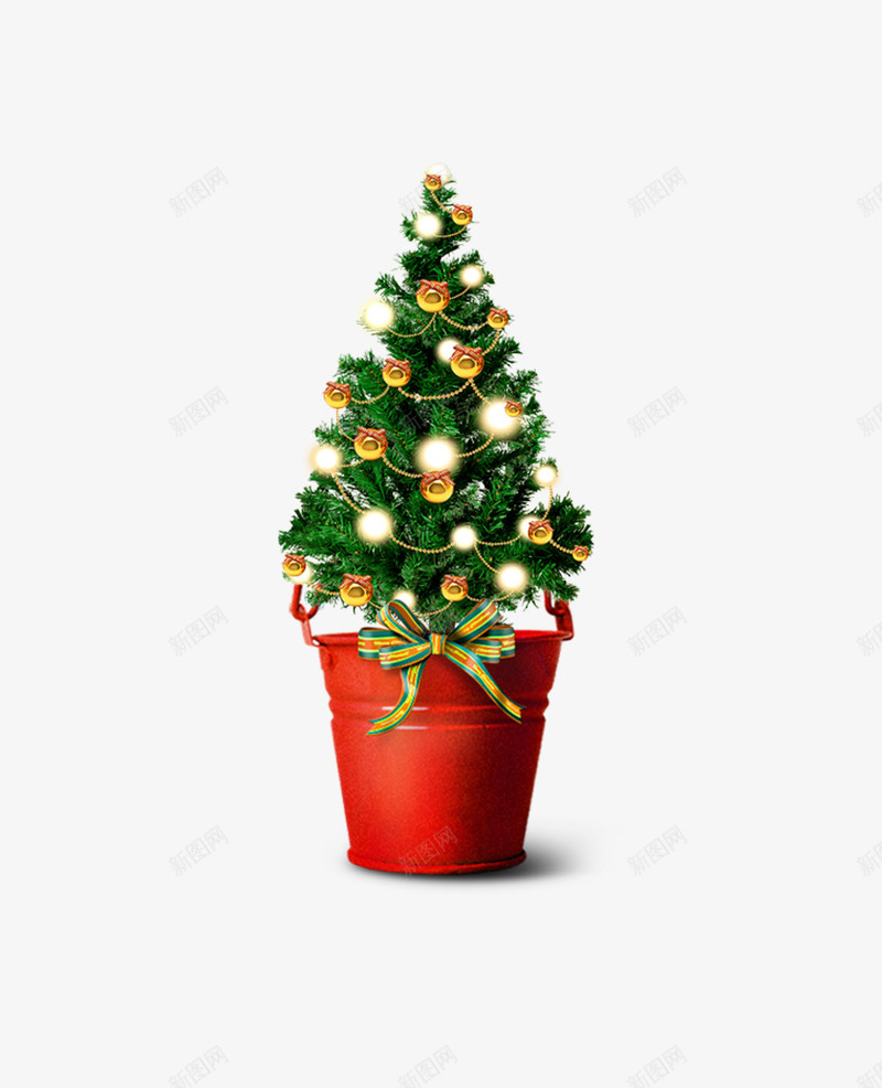 桶里的迷你圣诞树png免抠素材_新图网 https://ixintu.com 冬 冬天 圣诞 圣诞树 节日 迷你
