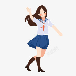 穿校服穿校服高中生女孩插画高清图片