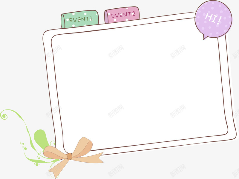 卡通边框png免抠素材_新图网 https://ixintu.com AI 卡通 手绘 插画 标签 粉红 紫色 线条 绿色 蝴蝶结 边框