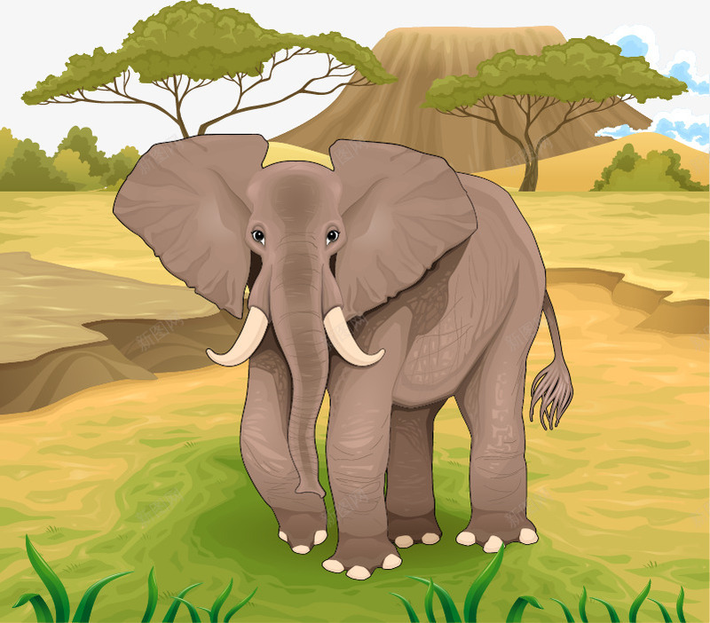 卡通非洲森林大象png免抠素材_新图网 https://ixintu.com 动物 卡通 大象 森林 非洲