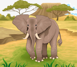 卡通非洲森林大象素材