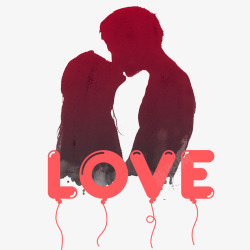 爱在情人节情侣接吻爱字母素材