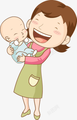 抱东西的婴儿抱孩子的妈妈高清图片